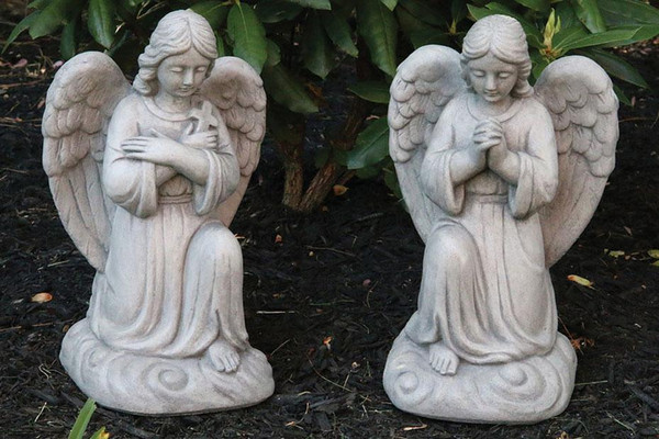 Ava Kneeling Angels Statues Garden Set Pair Statuary Memorials Two